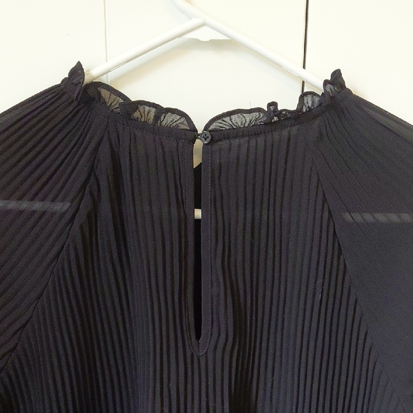 Joe Fresh Black Ruffled Mandarin Collar Blouse - Picture 5 of 6